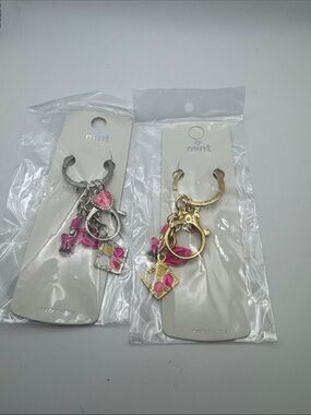 Mint Pink Makeup Charm Keyring - Gold or Silver